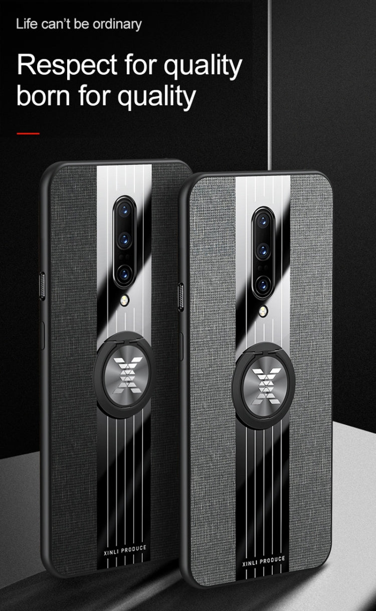 For OnePlus 6T XINLI Stitching Cloth Texture Shockproof TPU Protective Case with Ring Holder(Blue) by XINLI