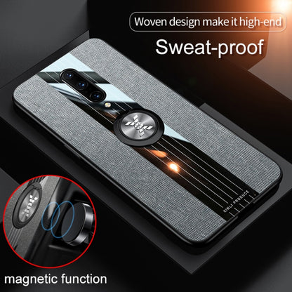 For OnePlus 6T XINLI Stitching Cloth Texture Shockproof TPU Protective Case with Ring Holder(Blue) by XINLI