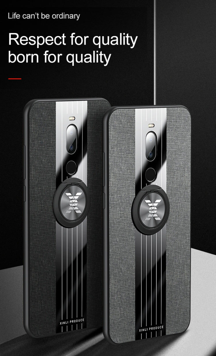 For Meizu Note 8 XINLI Stitching Cloth Texture Shockproof TPU Protective Case with Ring Holder(Brown) by XINLI