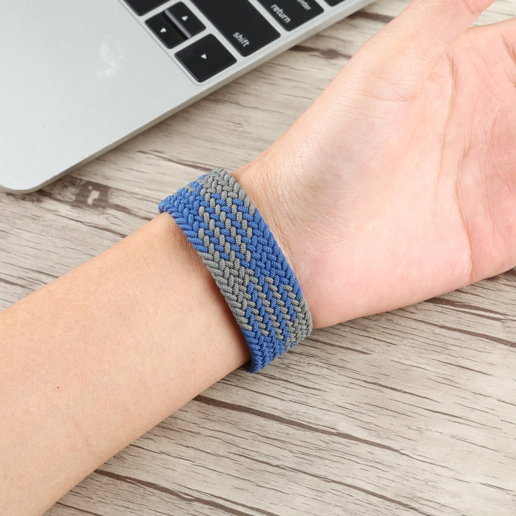 Plastic Buckle Mixed Color Nylon Braided Single Loop Watch Band For Apple Watch Series 9&8&7 41mm / SE 3&SE 2&6&SE&5&4 40mm / 3&2&1 38mm, Size:L(Checkered Blue Green) by bashfashion