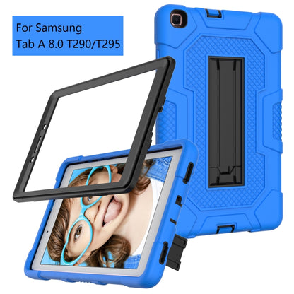 For Samsung Galaxy Tab A 8.0 (2019) / T290 Contrast Color Robot Shockproof Silicone + PC Protective Case with Holder(Blue Black) by bashfashion