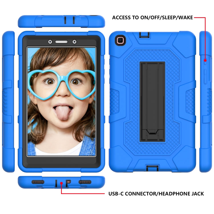 For Samsung Galaxy Tab A 8.0 (2019) / T290 Contrast Color Robot Shockproof Silicone + PC Protective Case with Holder(Blue Black) by bashfashion