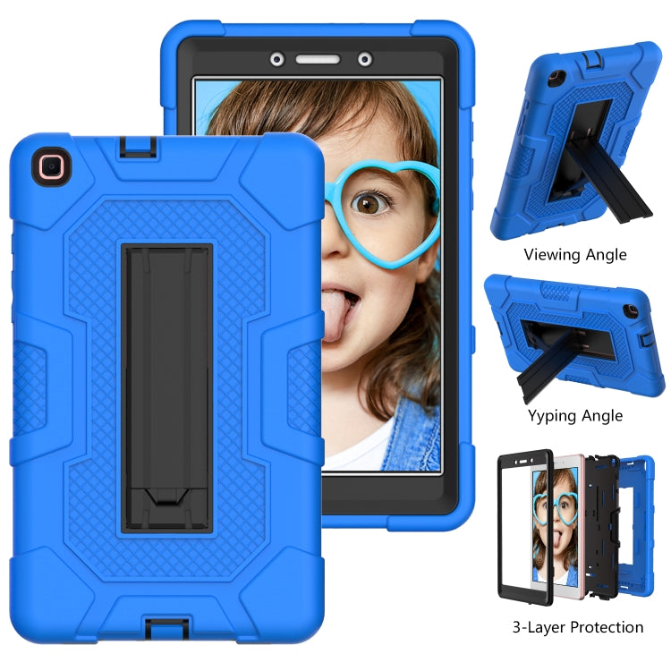 For Samsung Galaxy Tab A 8.0 (2019) / T290 Contrast Color Robot Shockproof Silicone + PC Protective Case with Holder(Blue Black) by bashfashion
