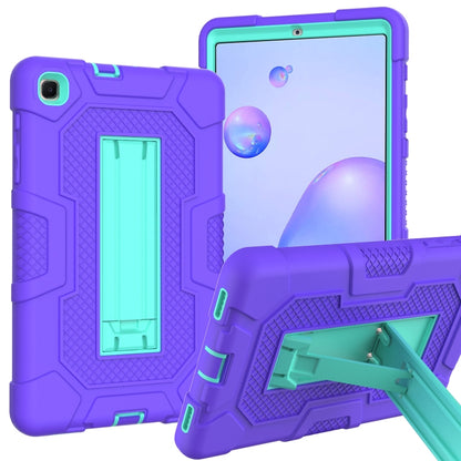For Samsung Galaxy Tab A 8.4 (2020) / T307 Contrast Color Robot Shockproof Silicone + PC Protective Case with Holder(Purple Mint Green) by bashfashion