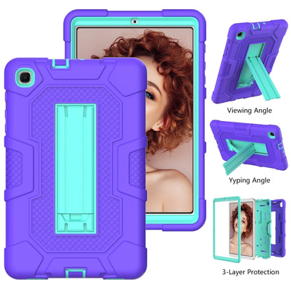 For Samsung Galaxy Tab A 8.4 (2020) / T307 Contrast Color Robot Shockproof Silicone + PC Protective Case with Holder(Purple Mint Green) by bashfashion