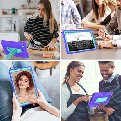 For Samsung Galaxy Tab A 8.4 (2020) / T307 Contrast Color Robot Shockproof Silicone + PC Protective Case with Holder(Purple Mint Green) by bashfashion