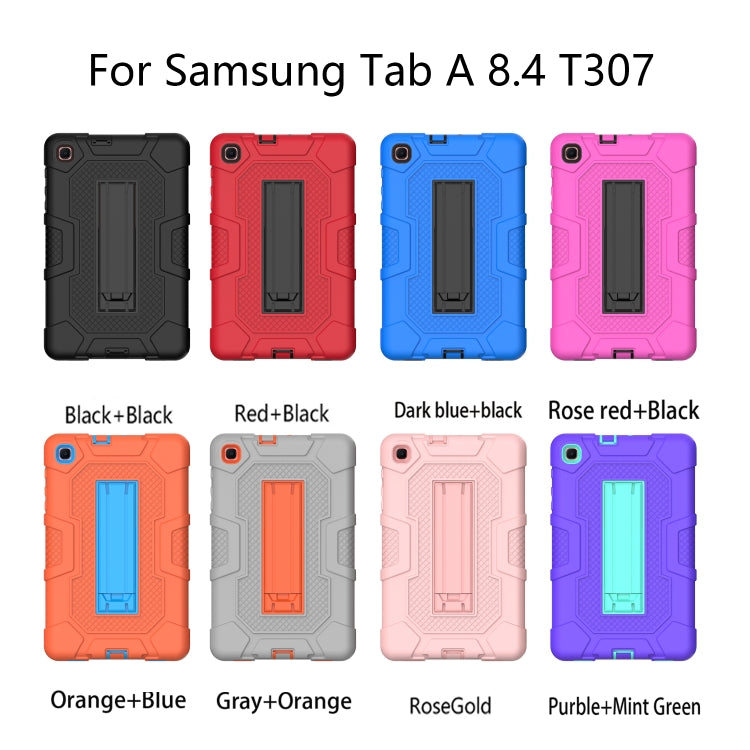 For Samsung Galaxy Tab A 8.4 (2020) / T307 Contrast Color Robot Shockproof Silicone + PC Protective Case with Holder(Purple Mint Green) by bashfashion