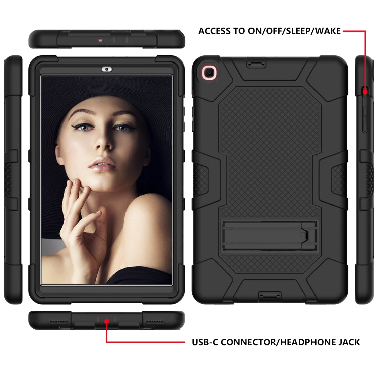 For Samsung Galaxy Tab A 10.1 (2019) / T510 Contrast Color Robot Shockproof Silicone + PC Protective Case with Holder(Black) by bashfashion