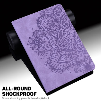 For Samsung Galaxy Tab A7 T500 Peacock Embossed Pattern TPU + PU Horizontal Flip Leather Case with Holder & Card Slots & Wallet(Purple) by bashfashion