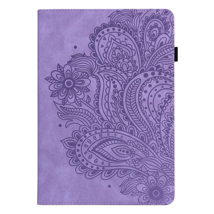 For Samsung Galaxy Tab S6 Lite P610 Peacock Embossed Pattern TPU + PU Horizontal Flip Leather Case with Holder & Card Slots & Wallet & Sleep / Wake-up Function(Purple) by bashfashion