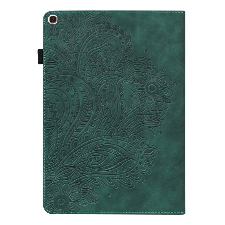 For Samsung Galaxy Tab A 10.1 (2019) T510 Peacock Embossed Pattern TPU + PU Horizontal Flip Leather Case with Holder & Card Slots & Wallet(Green) by bashfashion