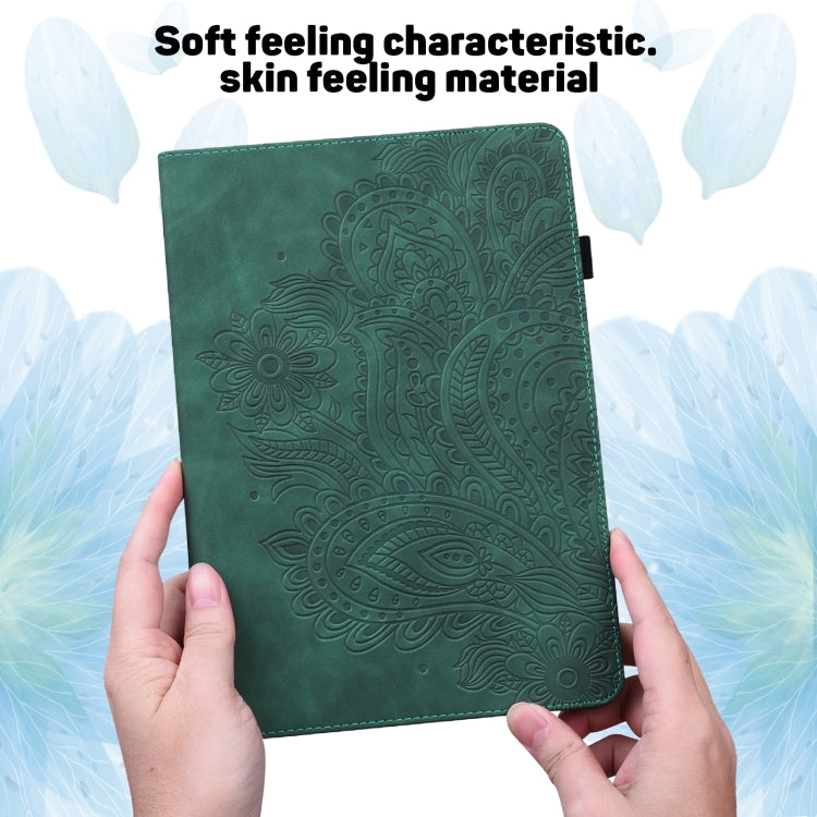 For Samsung Galaxy Tab A 10.1 (2019) T510 Peacock Embossed Pattern TPU + PU Horizontal Flip Leather Case with Holder & Card Slots & Wallet(Green) by bashfashion