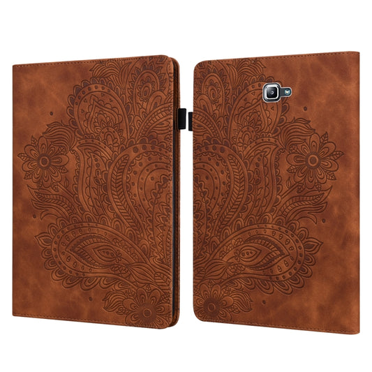 For Samsung Galaxy Tab A 10.1 (2016) T580 Peacock Embossed Pattern TPU + PU Horizontal Flip Leather Case with Holder & Card Slots & Wallet(Brown) by bashfashion