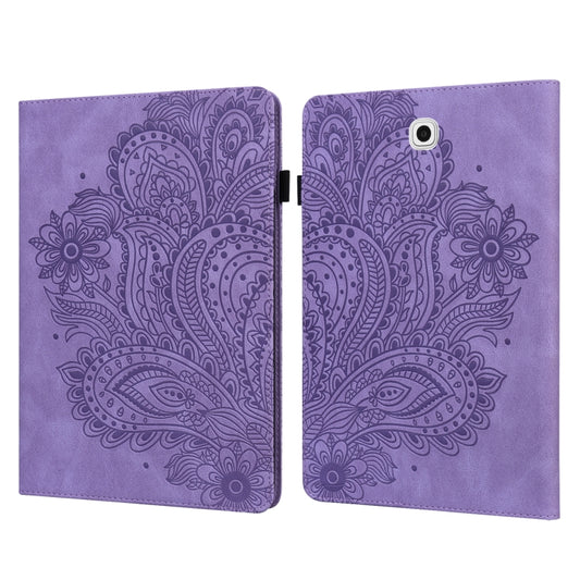 For Samsung Galaxy Tab S2 9.7 T815 Peacock Embossed Pattern TPU + PU Horizontal Flip Leather Case with Holder & Card Slots & Wallet(Purple) by bashfashion