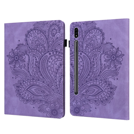 For Samsung Galaxy Tab S8 / Galaxy Tab S7 T875 Peacock Embossed Pattern TPU + PU Horizontal Flip Leather Case with Holder & Card Slots & Wallet(Purple) by bashfashion