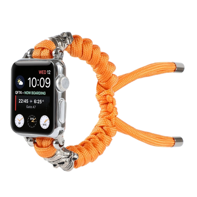 Skull Umbrella Cord Braided Watch Band For Apple Watch Ultra 49mm&Watch Ultra 2 49mm / Series 9&8&7 45mm / SE 3&SE 2&6&SE&5&4 44mm / 3&2&1 42mm(Orange) by bashfashion