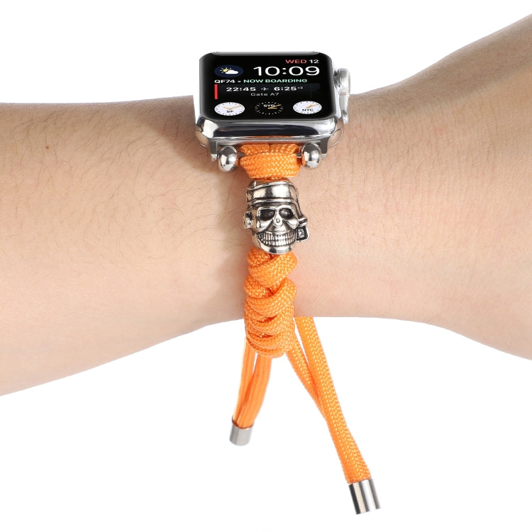 Skull Umbrella Cord Braided Watch Band For Apple Watch Ultra 49mm&Watch Ultra 2 49mm / Series 9&8&7 45mm / SE 3&SE 2&6&SE&5&4 44mm / 3&2&1 42mm(Orange) by bashfashion
