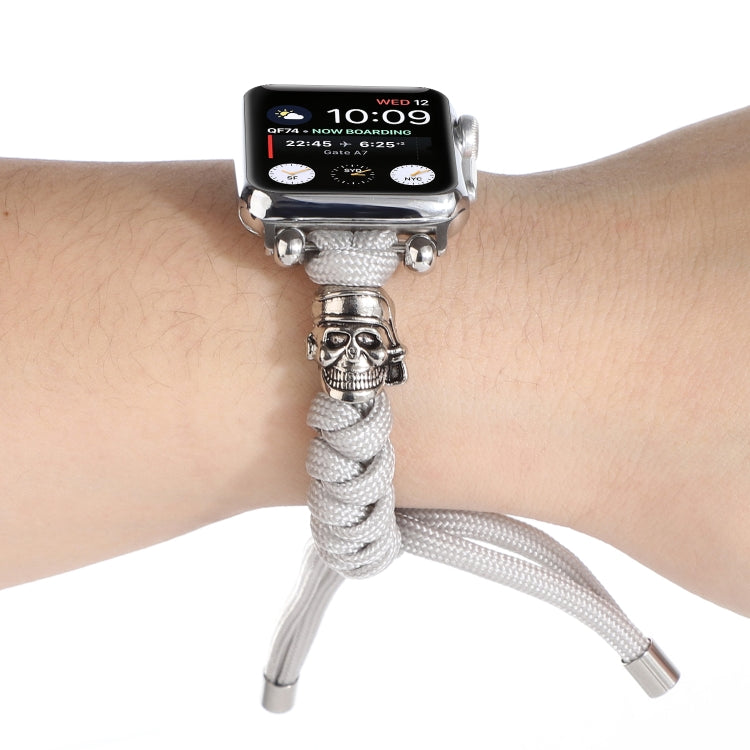 Skull Umbrella Cord Braided Watch Band For Apple Watch Ultra 49mm&Watch Ultra 2 49mm / Series 9&8&7 45mm / SE 3&SE 2&6&SE&5&4 44mm / 3&2&1 42mm(Grey) by bashfashion