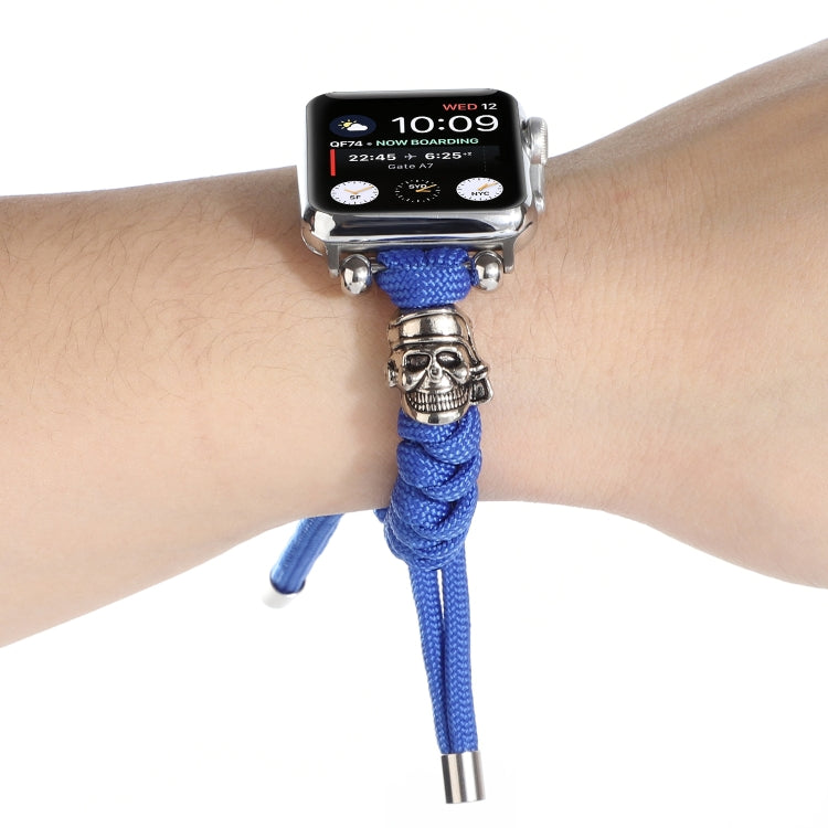 Skull Umbrella Cord Braided Watch Band For Apple Watch Ultra 49mm&Watch Ultra 2 49mm / Series 9&8&7 45mm / SE 3&SE 2&6&SE&5&4 44mm / 3&2&1 42mm(Blue) by bashfashion