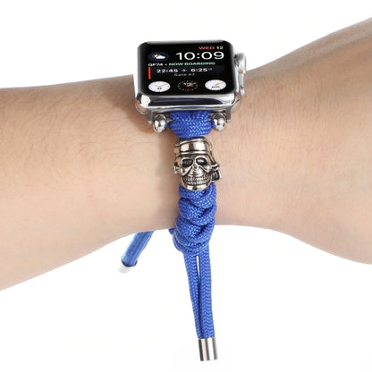 Skull Umbrella Cord Braided Watch Band For Apple Watch Ultra 49mm&Watch Ultra 2 49mm / Series 9&8&7 45mm / SE 3&SE 2&6&SE&5&4 44mm / 3&2&1 42mm(Blue) by bashfashion