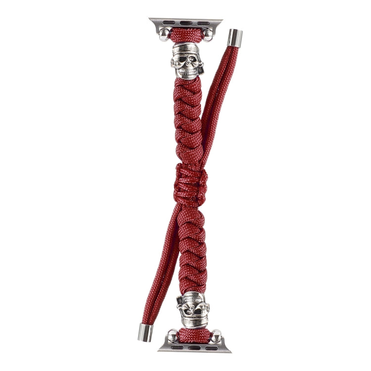 Skull Umbrella Cord Braided Watch Band For Apple Watch Ultra 49mm&Watch Ultra 2 49mm / Series 9&8&7 45mm / SE 3&SE 2&6&SE&5&4 44mm / 3&2&1 42mm(Dark Red) by bashfashion