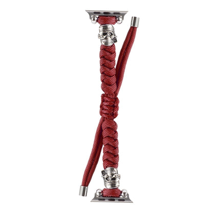 Skull Umbrella Cord Braided Watch Band For Apple Watch Ultra 49mm&Watch Ultra 2 49mm / Series 9&8&7 45mm / SE 3&SE 2&6&SE&5&4 44mm / 3&2&1 42mm(Dark Red) by bashfashion