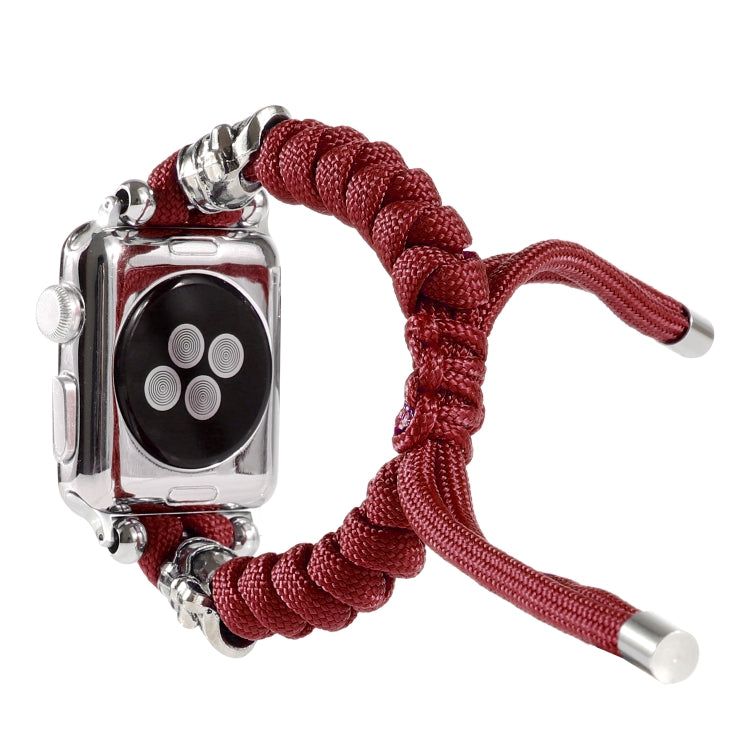 Skull Umbrella Cord Braided Watch Band For Apple Watch Ultra 49mm&Watch Ultra 2 49mm / Series 9&8&7 45mm / SE 3&SE 2&6&SE&5&4 44mm / 3&2&1 42mm(Dark Red) by bashfashion
