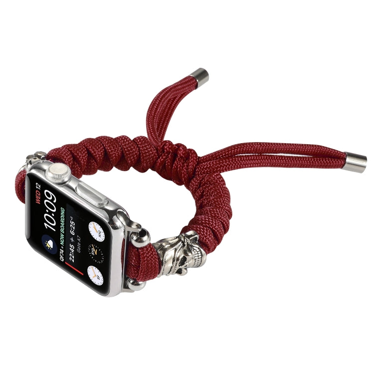Skull Umbrella Cord Braided Watch Band For Apple Watch Ultra 49mm&Watch Ultra 2 49mm / Series 9&8&7 45mm / SE 3&SE 2&6&SE&5&4 44mm / 3&2&1 42mm(Dark Red) by bashfashion
