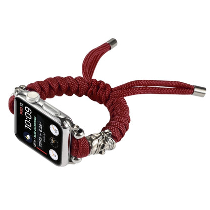 Skull Umbrella Cord Braided Watch Band For Apple Watch Ultra 49mm&Watch Ultra 2 49mm / Series 9&8&7 45mm / SE 3&SE 2&6&SE&5&4 44mm / 3&2&1 42mm(Dark Red) by bashfashion