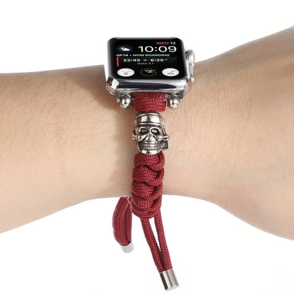 Skull Umbrella Cord Braided Watch Band For Apple Watch Ultra 49mm&Watch Ultra 2 49mm / Series 9&8&7 45mm / SE 3&SE 2&6&SE&5&4 44mm / 3&2&1 42mm(Dark Red) by bashfashion