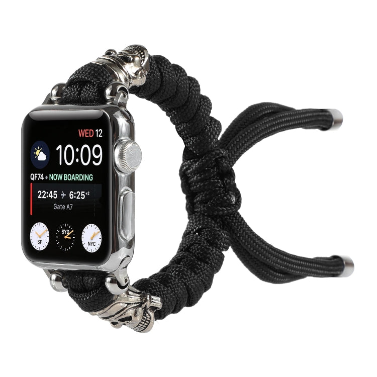 Skull Umbrella Cord Braided Watch Band For Apple Watch Series 7 45mm / 6 & SE & 5 & 4 44mm / 3 & 2 & 1 42mm(Black) by bashfashion