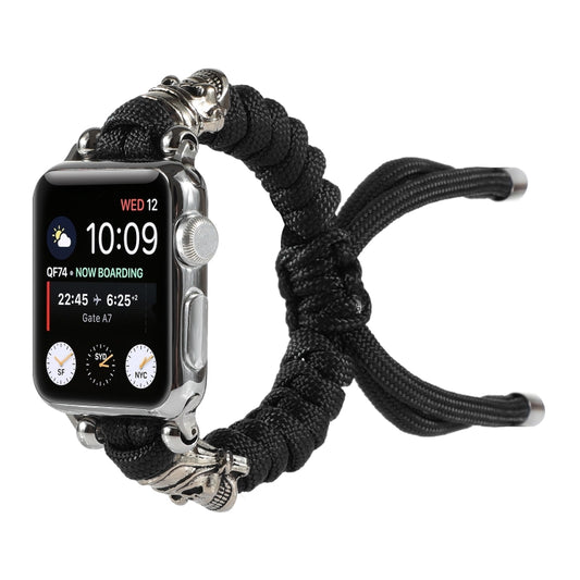 Skull Umbrella Cord Braided Watch Band For Apple Watch Series 7 45mm / 6 & SE & 5 & 4 44mm / 3 & 2 & 1 42mm(Black) by bashfashion
