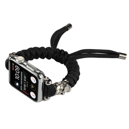 Skull Umbrella Cord Braided Watch Band For Apple Watch Series 7 45mm / 6 & SE & 5 & 4 44mm / 3 & 2 & 1 42mm(Black) by bashfashion