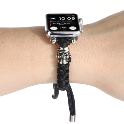 Skull Umbrella Cord Braided Watch Band For Apple Watch Series 7 45mm / 6 & SE & 5 & 4 44mm / 3 & 2 & 1 42mm(Black) by bashfashion