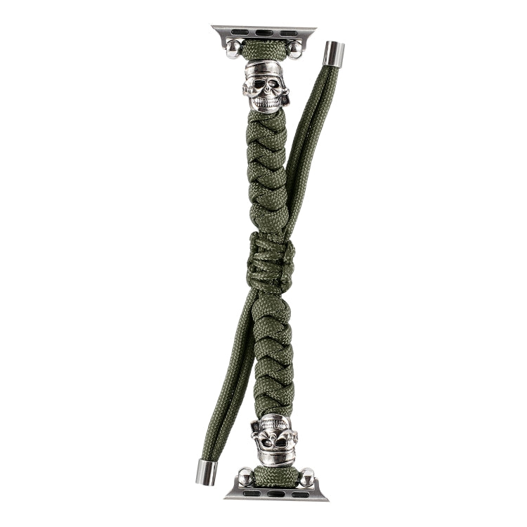 Skull Umbrella Cord Braided Watch Band For Apple Watch Ultra 49mm&Watch Ultra 2 49mm / Series 9&8&7 45mm / SE 3&SE 2&6&SE&5&4 44mm / 3&2&1 42mm(Dark Green) by bashfashion
