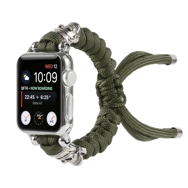 Skull Umbrella Cord Braided Watch Band For Apple Watch Ultra 49mm&Watch Ultra 2 49mm / Series 9&8&7 45mm / SE 3&SE 2&6&SE&5&4 44mm / 3&2&1 42mm(Dark Green) by bashfashion