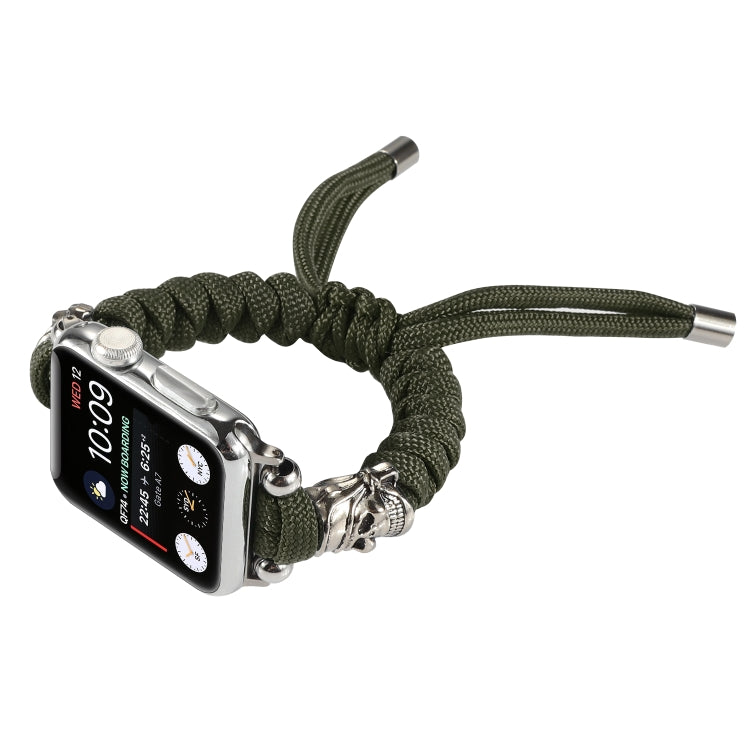Skull Umbrella Cord Braided Watch Band For Apple Watch Ultra 49mm&Watch Ultra 2 49mm / Series 9&8&7 45mm / SE 3&SE 2&6&SE&5&4 44mm / 3&2&1 42mm(Dark Green) by bashfashion
