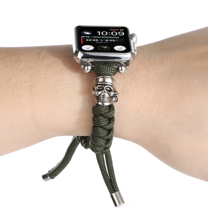 Skull Umbrella Cord Braided Watch Band For Apple Watch Ultra 49mm&Watch Ultra 2 49mm / Series 9&8&7 45mm / SE 3&SE 2&6&SE&5&4 44mm / 3&2&1 42mm(Dark Green) by bashfashion
