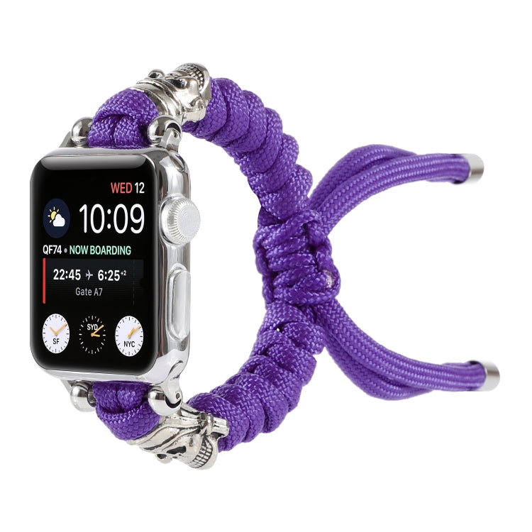 Skull Umbrella Cord Braided Watch Band For Apple Watch Ultra 49mm&Watch Ultra 2 49mm / Series 9&8&7 45mm / SE 3&SE 2&6&SE&5&4 44mm / 3&2&1 42mm(Purple) by bashfashion