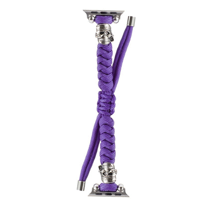 Skull Umbrella Cord Braided Watch Band For Apple Watch Ultra 49mm&Watch Ultra 2 49mm / Series 9&8&7 45mm / SE 3&SE 2&6&SE&5&4 44mm / 3&2&1 42mm(Purple) by bashfashion