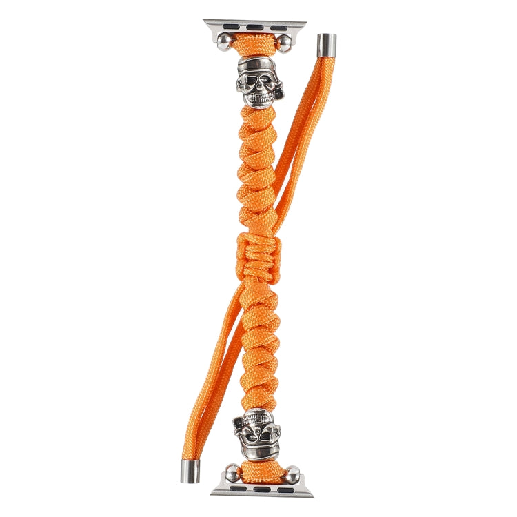 Skull Umbrella Cord Braided Watch Band For Apple Watch Series 9&8&7 41mm / SE 3&SE 2&6&SE&5&4 40mm / 3&2&1 38mm(Orange) by bashfashion