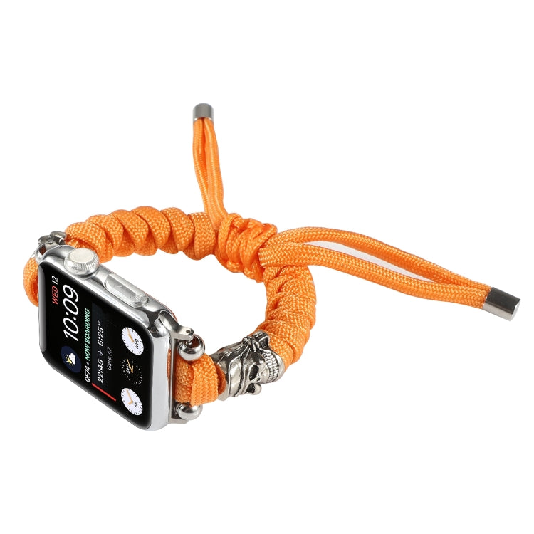Skull Umbrella Cord Braided Watch Band For Apple Watch Series 9&8&7 41mm / SE 3&SE 2&6&SE&5&4 40mm / 3&2&1 38mm(Orange) by bashfashion