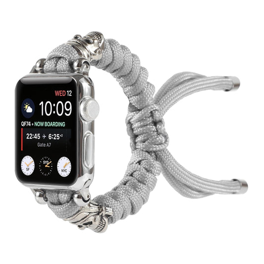 Skull Umbrella Cord Braided Watch Band For Apple Watch Series 9&8&7 41mm / SE 3&SE 2&6&SE&5&4 40mm / 3&2&1 38mm(Grey) by bashfashion