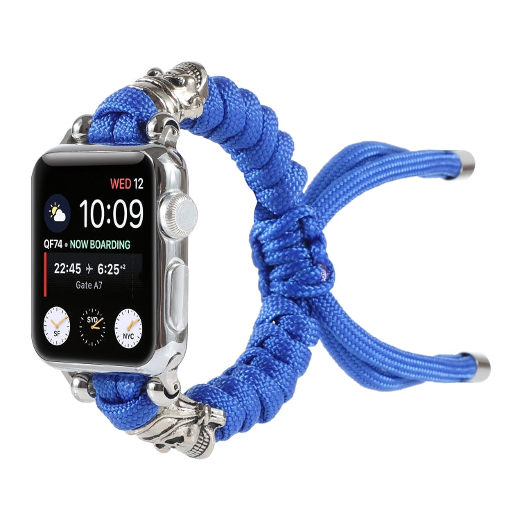 Skull Umbrella Cord Braided Watch Band For Apple Watch Series 9&8&7 41mm / SE 3&SE 2&6&SE&5&4 40mm / 3&2&1 38mm(Blue) by bashfashion