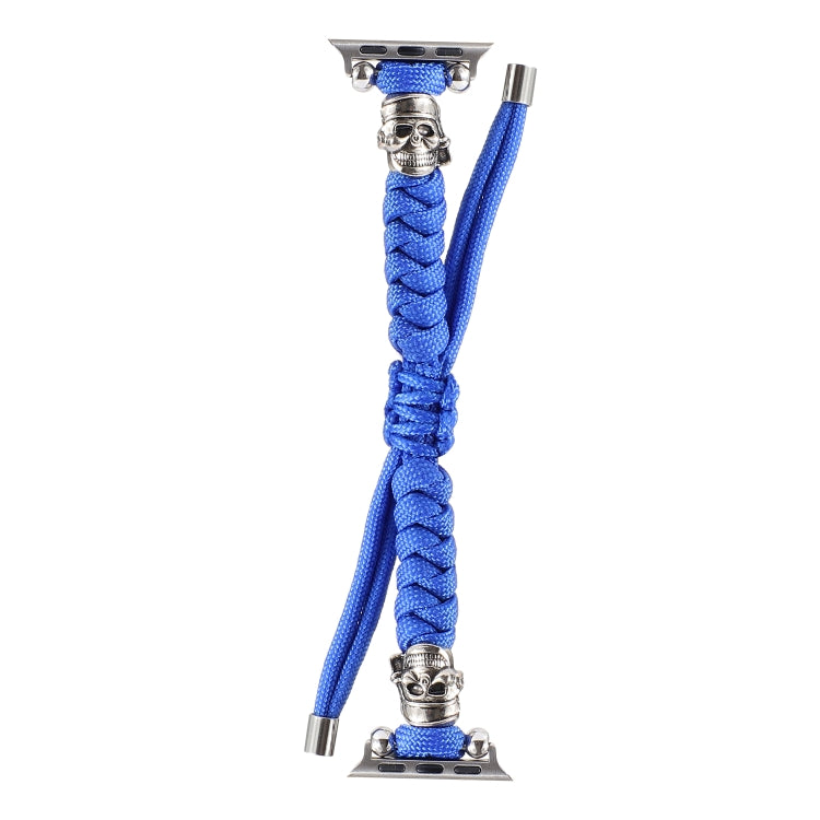 Skull Umbrella Cord Braided Watch Band For Apple Watch Series 9&8&7 41mm / SE 3&SE 2&6&SE&5&4 40mm / 3&2&1 38mm(Blue) by bashfashion