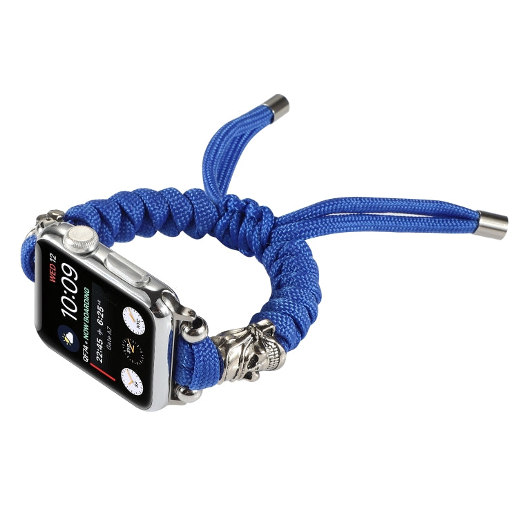 Skull Umbrella Cord Braided Watch Band For Apple Watch Series 9&8&7 41mm / SE 3&SE 2&6&SE&5&4 40mm / 3&2&1 38mm(Blue) by bashfashion