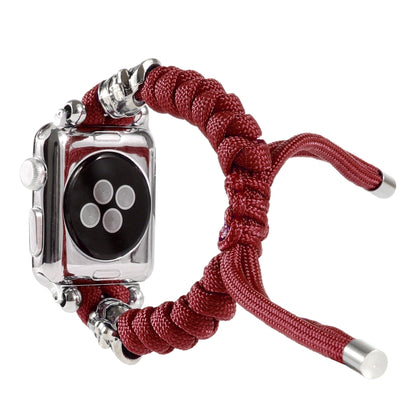 Skull Umbrella Cord Braided Watch Band For Apple Watch Series 9&8&7 41mm / SE 3&SE 2&6&SE&5&4 40mm / 3&2&1 38mm(Dark Red) by bashfashion