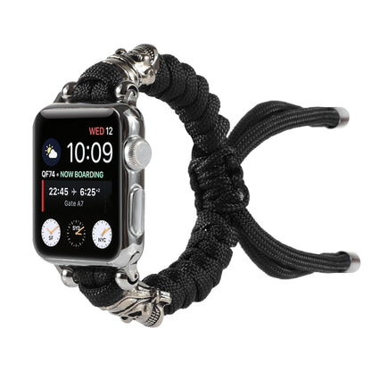 Skull Umbrella Cord Braided Watch Band For Apple Watch Series 9&8&7 41mm / SE 3&SE 2&6&SE&5&4 40mm / 3&2&1 38mm(Black) by bashfashion