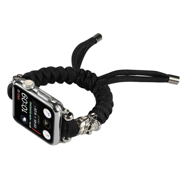 Skull Umbrella Cord Braided Watch Band For Apple Watch Series 9&8&7 41mm / SE 3&SE 2&6&SE&5&4 40mm / 3&2&1 38mm(Black) by bashfashion