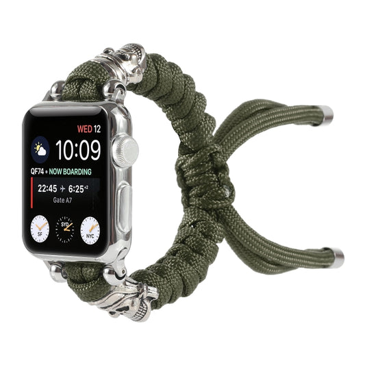 Skull Umbrella Cord Braided Watch Band For Apple Watch Series 9&8&7 41mm / SE 3&SE 2&6&SE&5&4 40mm / 3&2&1 38mm(Dark Green) by bashfashion